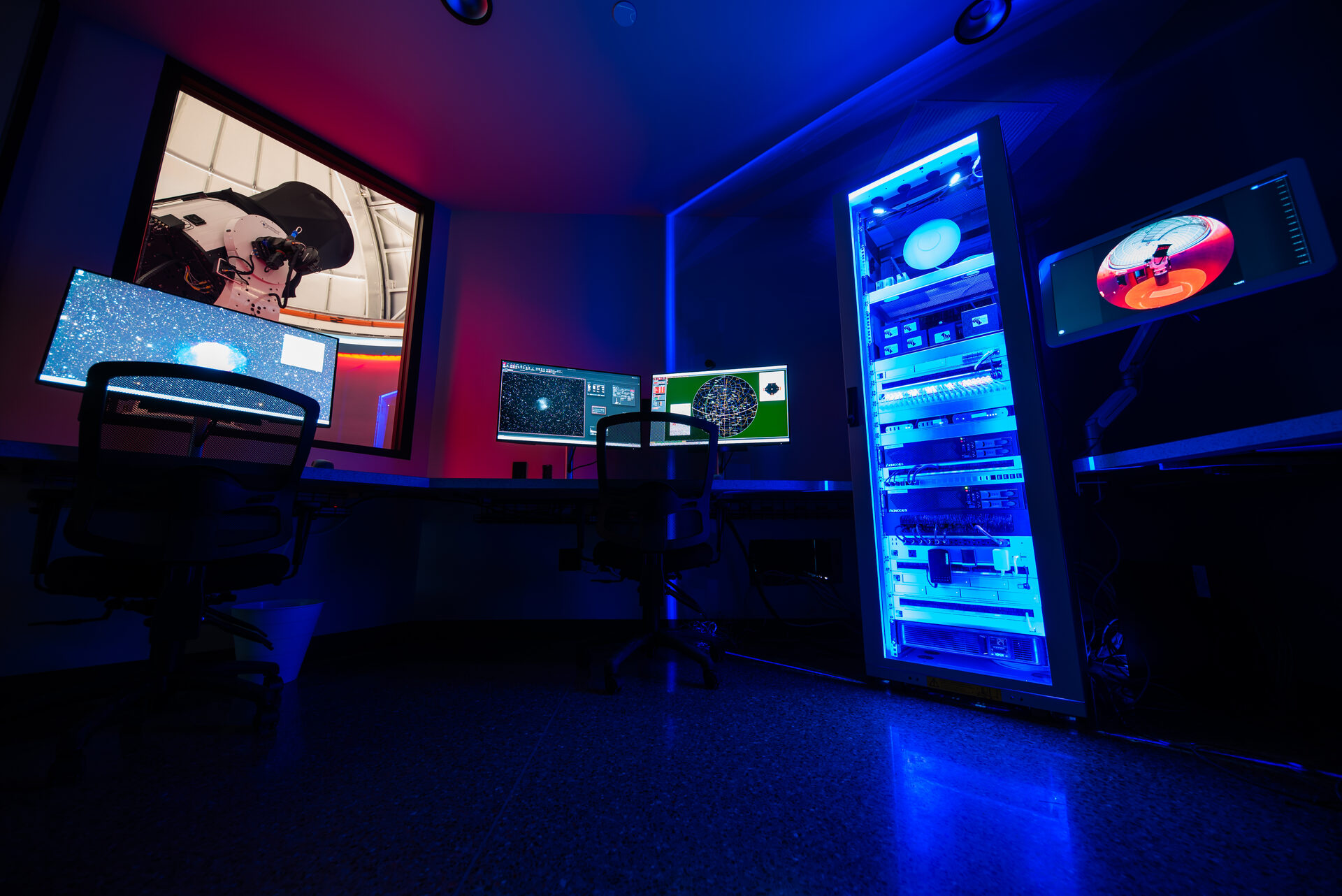 Observatory Management System control room at International Dark Sky Discovery Center, Arizona